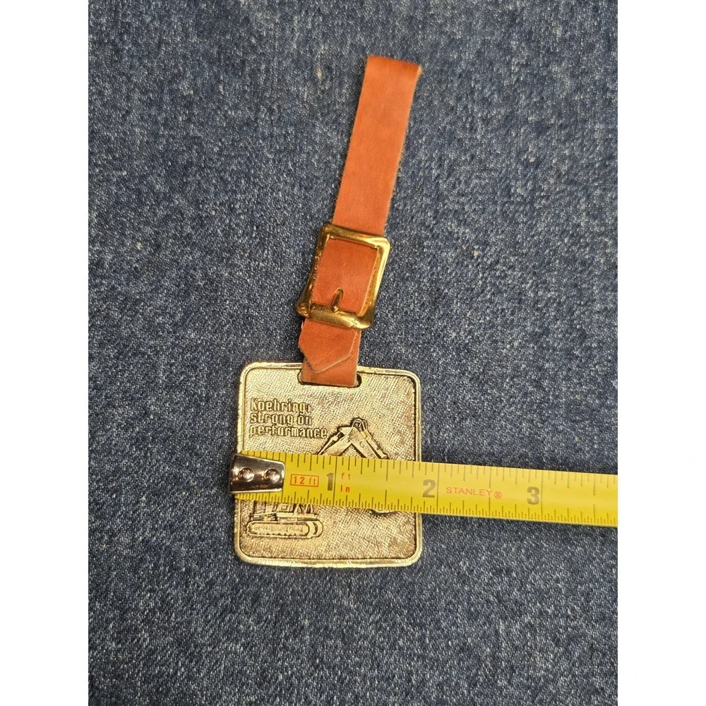 Koehring Excavator Brass and Leather Fob Suitcase Strap